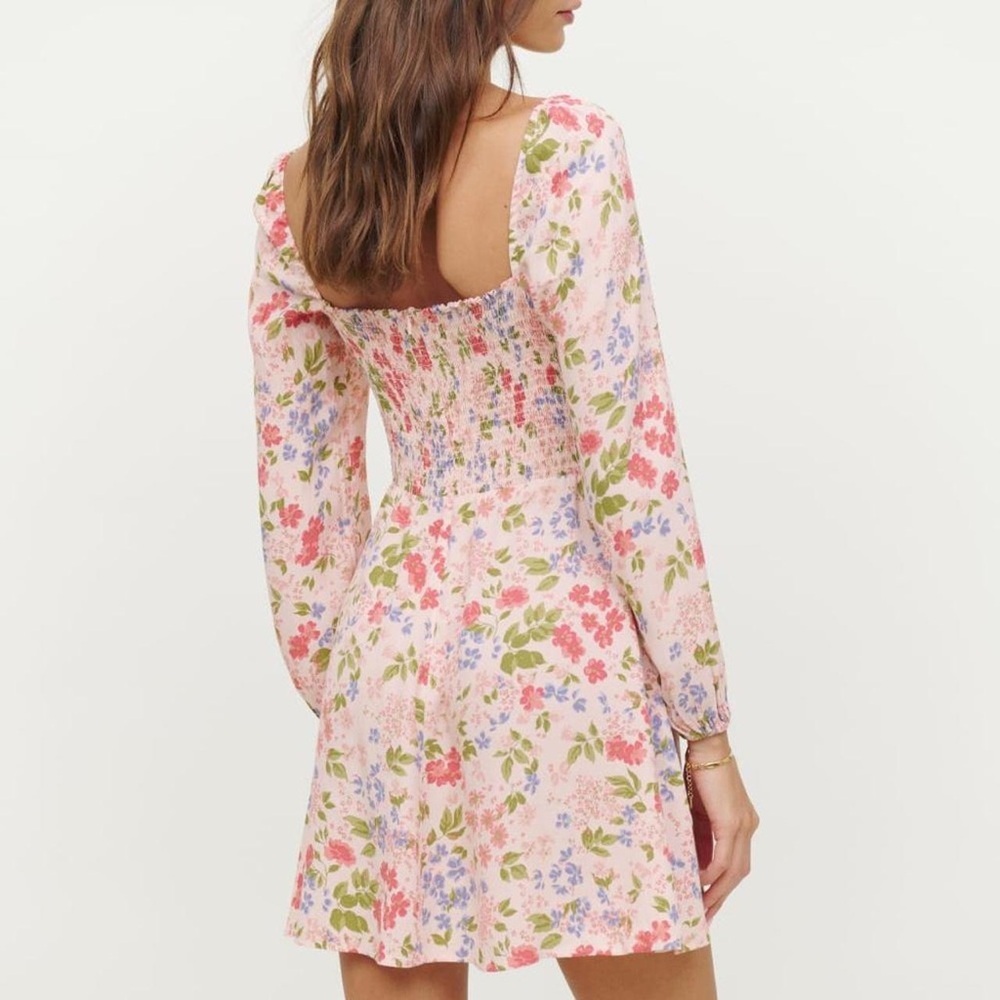 Reformation Pink Floral Mochi Dress Size 12 - Picture 2 of 6
